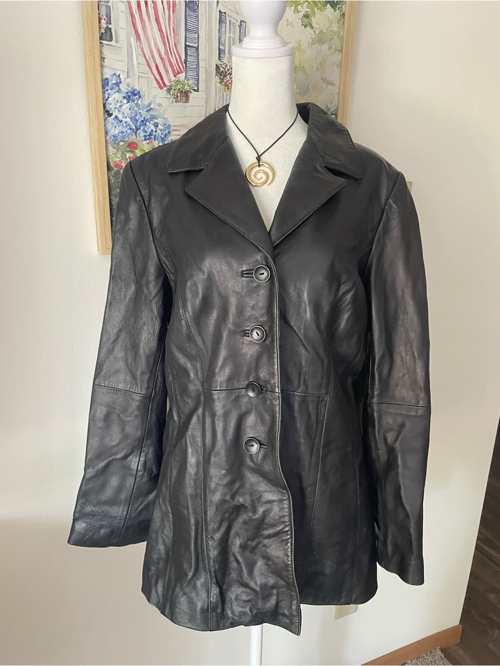 Wilsons Leather 90s Y2K Pelle Studio Black Sleek Jacket Medium